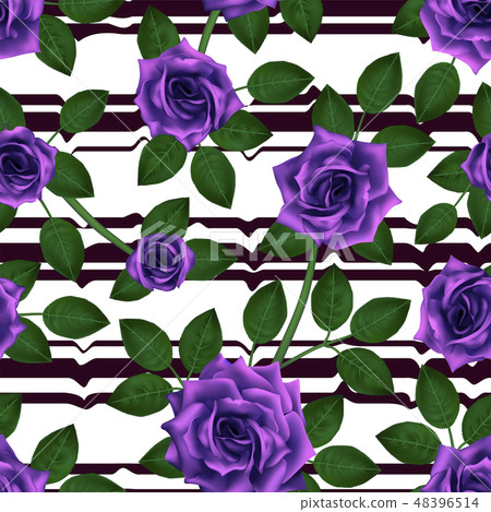 Seamless pattern with purple roses. - Stock Illustration [48396514] - PIXTA