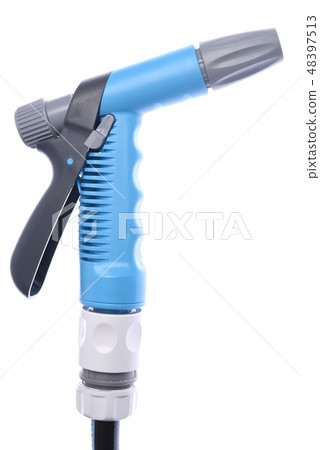 Garden hose with nozzle isolated on white Garden hose with nozzle isolated on white 48397513