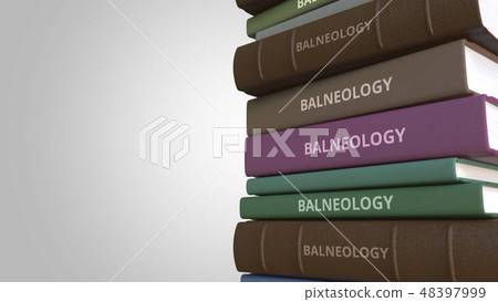 Pile of books on BALNEOLOGY, 3D rendering 48397999