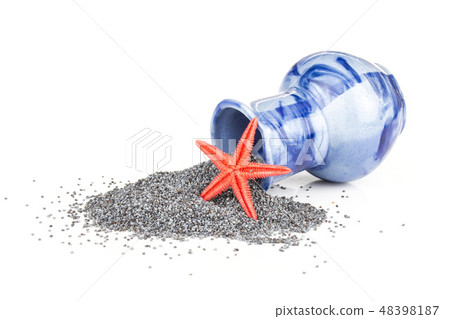 Czech blue poppy seeds isolated on white 48398187