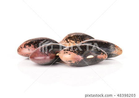 Speckled colored butter beans isolated on white 48398203
