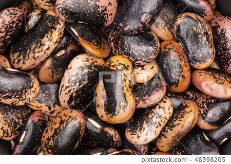Speckled colored butter beans isolated 48398205