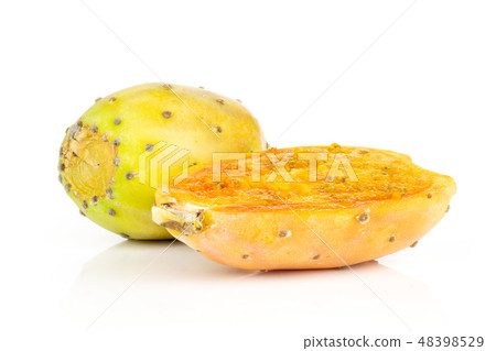 Fresh bright prickly pear opuntia isolated white 48398529