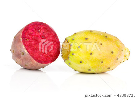 Fresh bright prickly pear opuntia isolated white 48398723