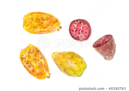 Fresh bright prickly pear opuntia isolated white 48398763