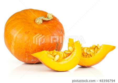 Fresh red kuri pumpkin hokkaido isolated on white Fresh red kuri pumpkin hokkaido isolated on white 48398794