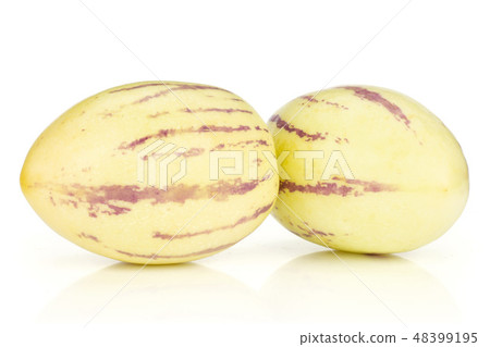 Fresh striped pepino melon isolated on white 48399195