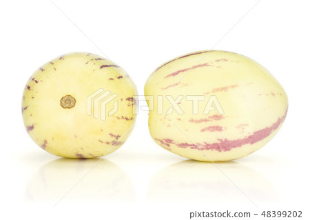 Fresh striped pepino melon isolated on white 48399202