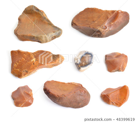 Flint stones set. Isolated on white background 48399619