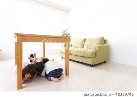 Children evacuating from the earthquake 48399746