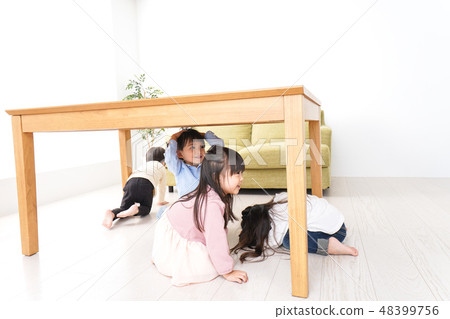 Children evacuating from the earthquake 48399756