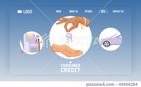 Car vector web landing page hand holding automobile key of vehicle transportation design backdrop 48400264
