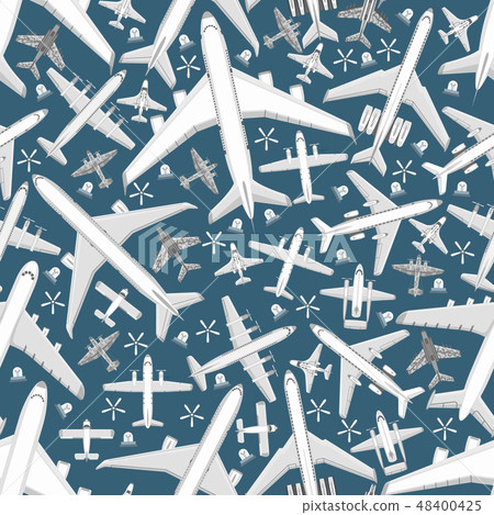 Plane seamless pattern vector aircraft airplane jet flight transportation flying to airport Plane seamless pattern vector aircraft airplane jet flight transportation flying to airport 48400425