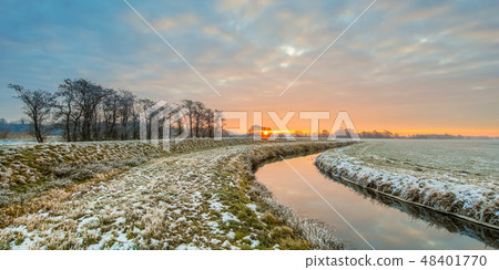 Meandering River in Frozen  landscape 48401770