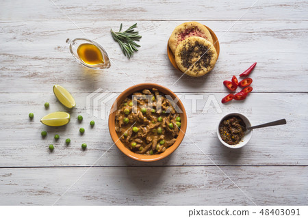 Keema Beef Curry - Indian dish with meat and peas 48403091