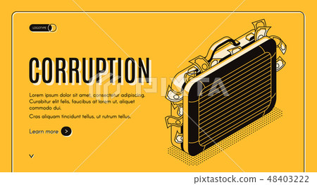 Corruption isometric vector landing page template 48403222