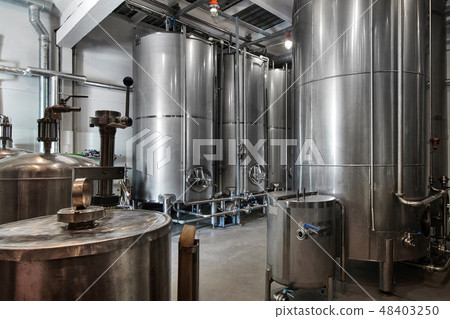 whiskey factory Interior view of Whisky and Vodka Distillery 48403250