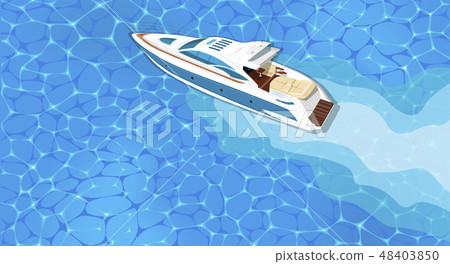 Top view speed boat on water poster 48403850