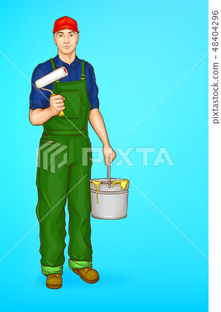 Vector pop art male character - painter, decorator Vector pop art male character - painter, decorator 48404296