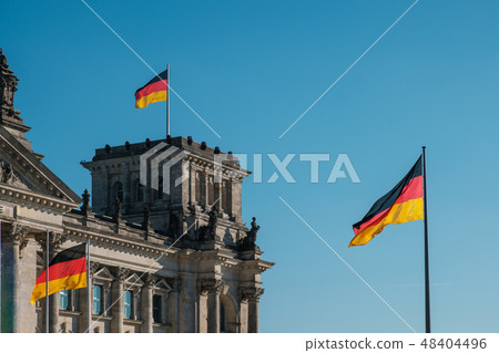 German flags on government building  Reichstag)  48404496
