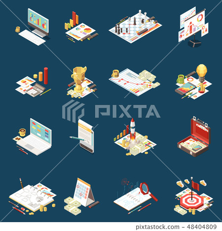 Business Strategy Isometric Icon Set - Stock Illustration [48404809 ...
