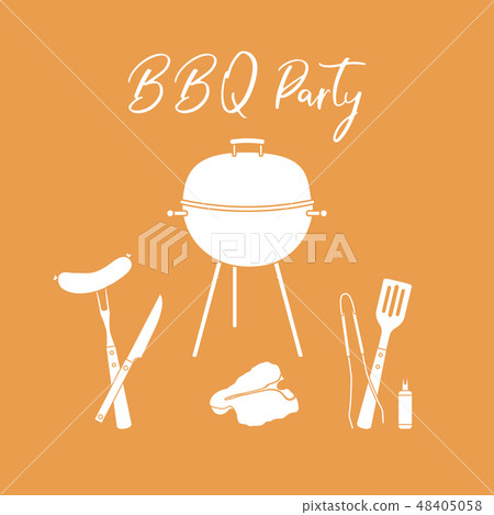 Vector illustration with grill and barbecue tools 48405058