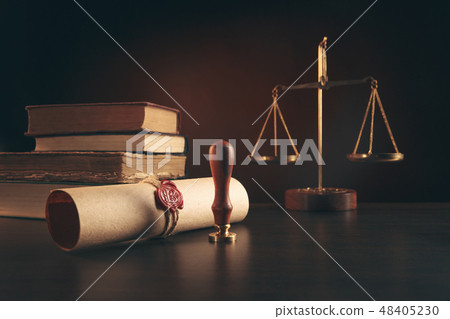 Notary's public pen and stamp on testament and last will. Notary public 48405230