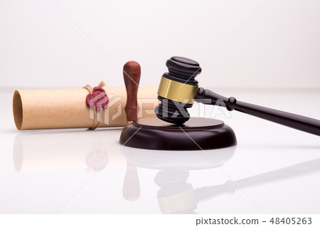 Notary's public pen and stamp on testament and last will. Notary public 48405263