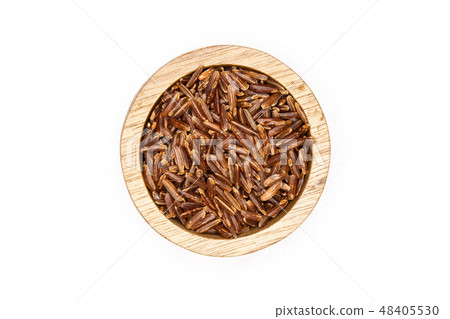 Raw red rice isolated on white Raw red rice isolated on white 48405530