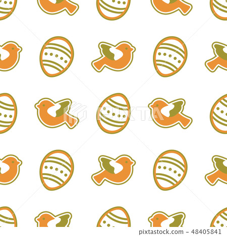 Vector seamless pattern with Easter eggs, birds - Stock Illustration ...
