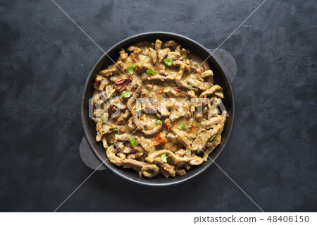 Spicy Indian Beef Curry. Indian dish with meat. 48406150