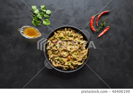 Spicy Indian Beef Curry. Indian dish with meat. Spicy Indian Beef Curry. Indian dish with meat. 48406199