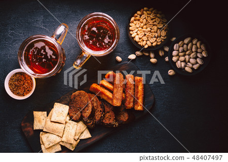beer and snacks set. pub, restaurant, bar food beer and snacks set. pub, restaurant, bar food 48407497