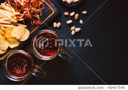 beer and snacks set. pub, restaurant, bar food beer and snacks set. pub, restaurant, bar food 48407540