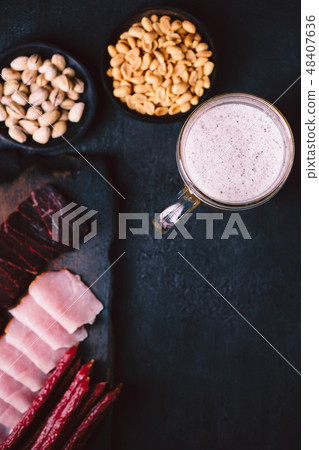 beer and snacks. bar table. restaurant, pub food beer and snacks. bar table. restaurant, pub food 48407636