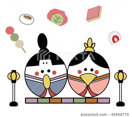 Dolls and Japanese sweets 48409778