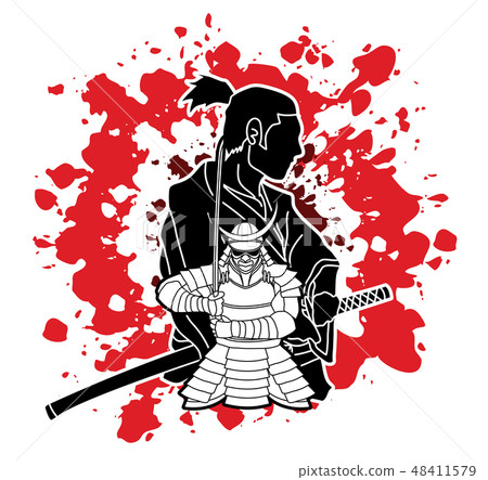 2 Samurai composition cartoon graphic vector 2 Samurai composition cartoon graphic vector 48411579