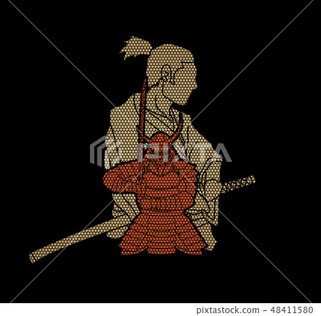 2 Samurai composition cartoon graphic vector 2 Samurai composition cartoon graphic vector 48411580