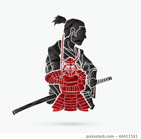 2 Samurai composition cartoon graphic vector 2 Samurai composition cartoon graphic vector 48411581