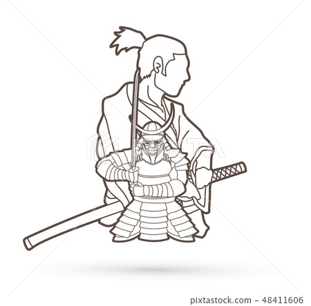 2 Samurai composition ready to fight vector 2 Samurai composition ready to fight vector 48411606