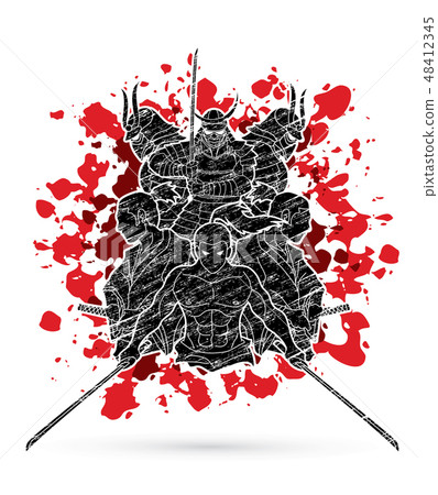 Group of Samurai, Ready to fight action vector Group of Samurai, Ready to fight action vector 48412345