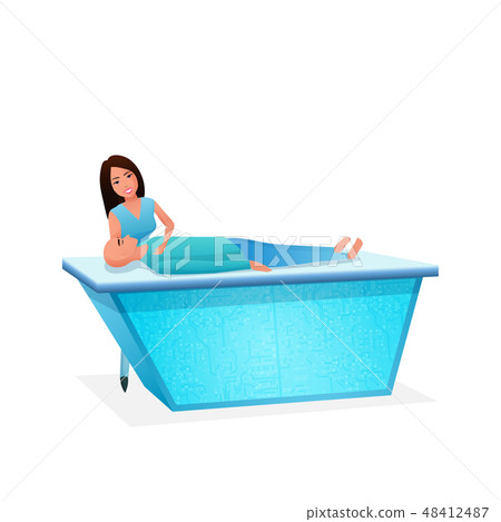 Nurse with Patient on Operating Table Illustration 48412487