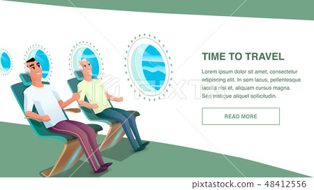 Relaxed Male Airplane Passenger Wear Headphone 48412556
