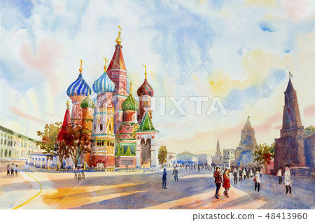 Cathedral of St. Basil in the Red Square Russia. 48413960