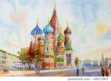 Cathedral of St. Basil in the Red Square Russia. 48413967