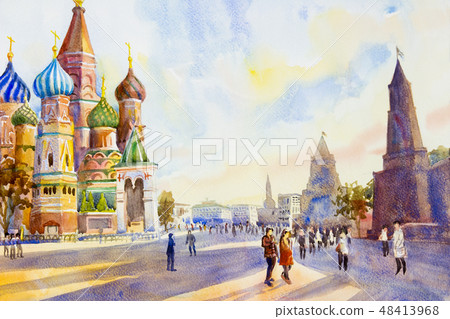 Cathedral of St. Basil in the Red Square in Moscow 48413968