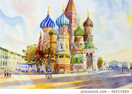 Cathedral of St. Basil in the Red Square Russia. 48413969