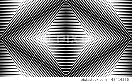 Seamless pattern with geometric woodcut styled line tiles and arabic pattern grid for abstract 48414386