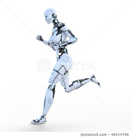 人形機器人女性perming3DCG例證材料 48414786