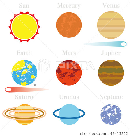 Solar system planet illustration icon Flat design ver Solar system Flat design 48415202
